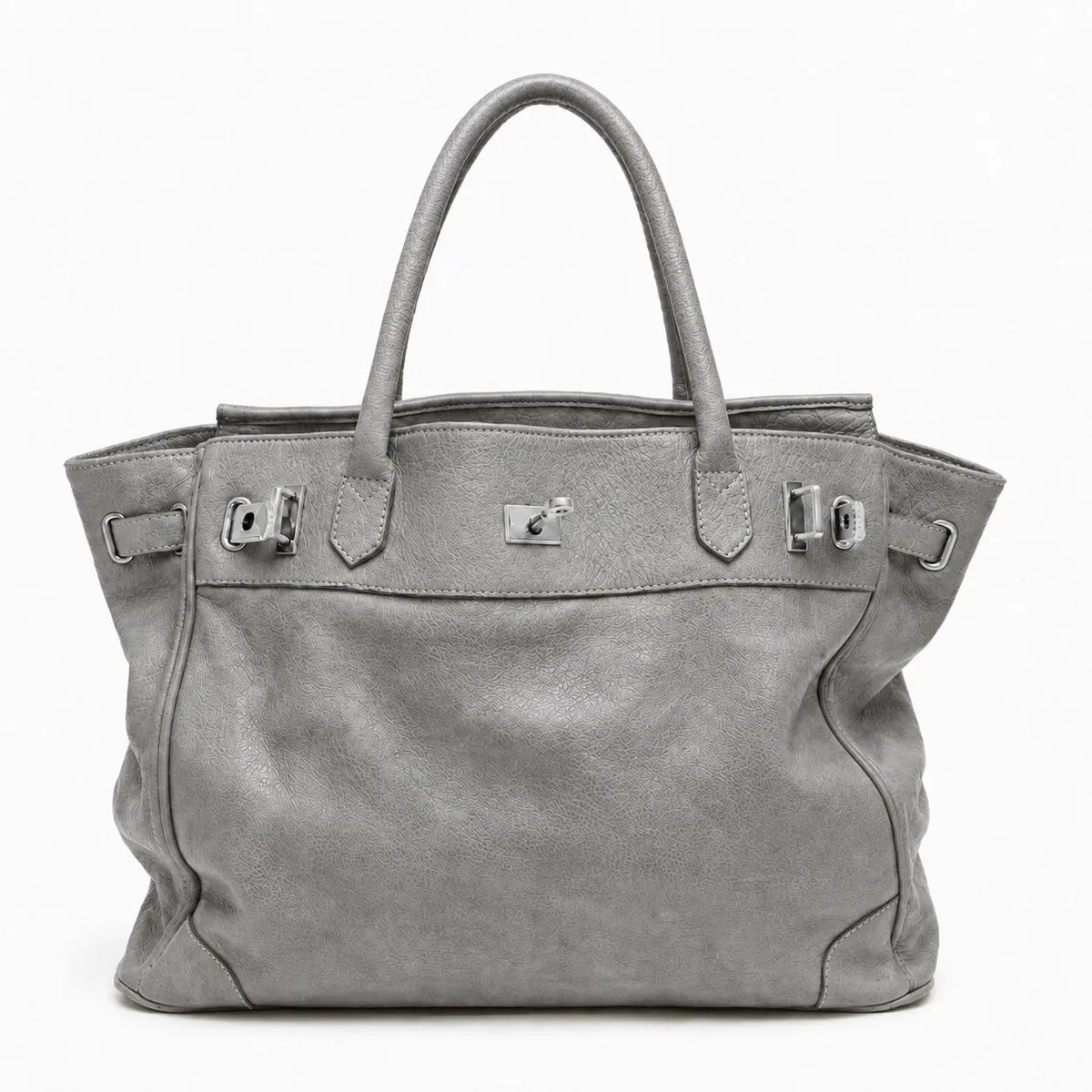 Sac Tote en cuir PU Souple Boucles Métal Double Poignée