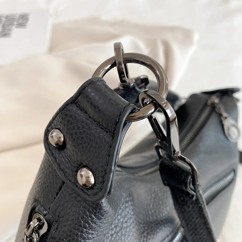 Sac à Main Hobo en Cuir Véritable Vintage – Femme MYNELIA