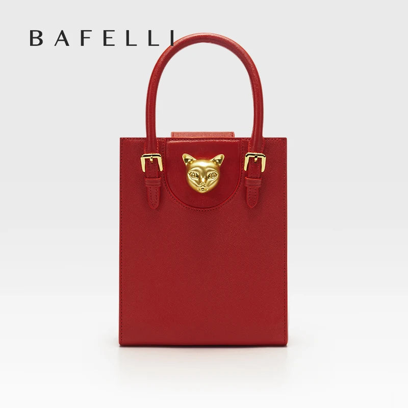 Sac box cuir véritable – Verrou décoratif structure rigide