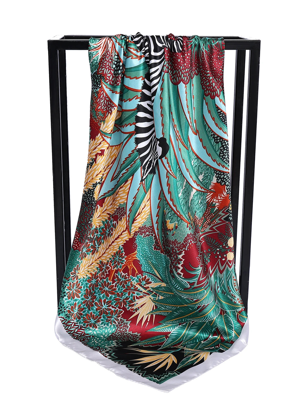 Foulard carré femme en polyester satiné – 90 × 90 cm