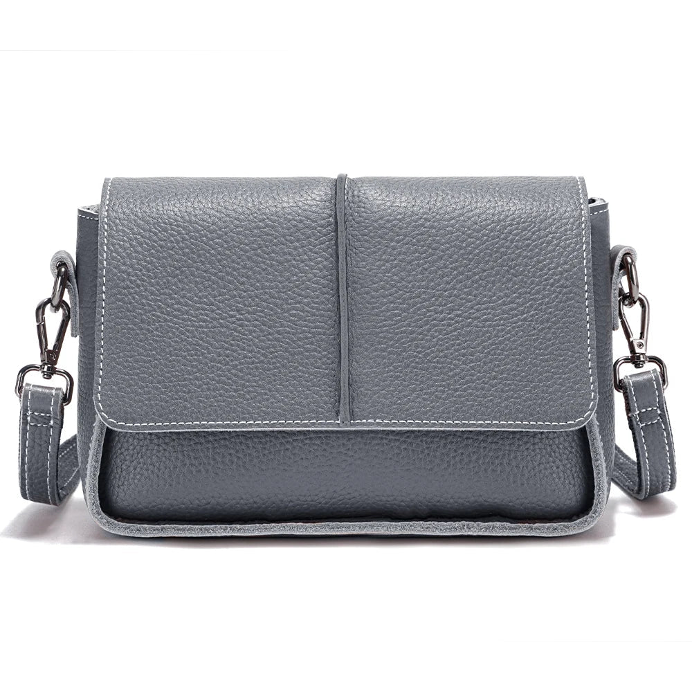 Sac bandoulière cuir véritable –Pochette Carrée Rabat Style Rétro MYNELIA