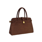 Sac à main imitation suède – Forme cabas bandoulière femme, finitions dorées MYNELIA