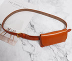 Ceinture cuir véritable avec pochette – Style Coréen Minimaliste