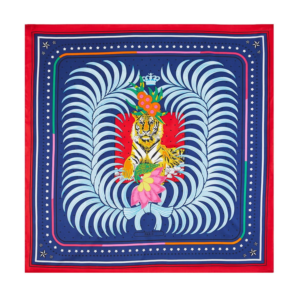 Foulard carré femme en soie imprimée – 90 × 90 cm