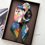 Imitation Seide Quadratischer Schal Frauen Tier Katze Bedruckte Modeaccessoires Haarband Foulard Bandana Halstuch