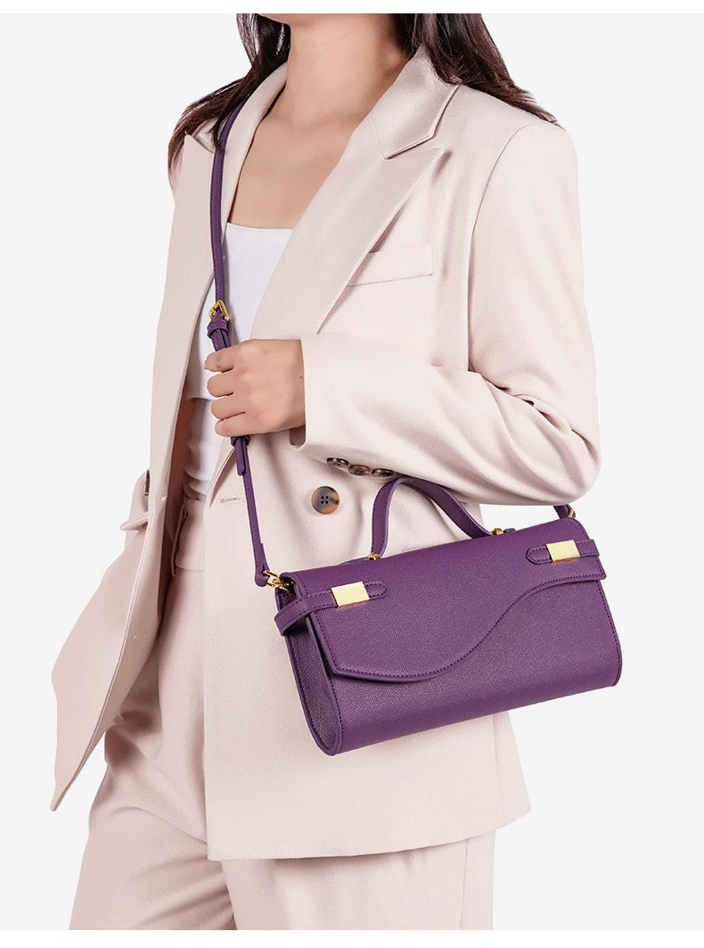 Sac boston cuir PU texture Vintage – Clutch & Bandoulière Chic