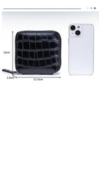 Portefeuille en cuir véritable – Motif alligator, protection RFID,8 compartiments