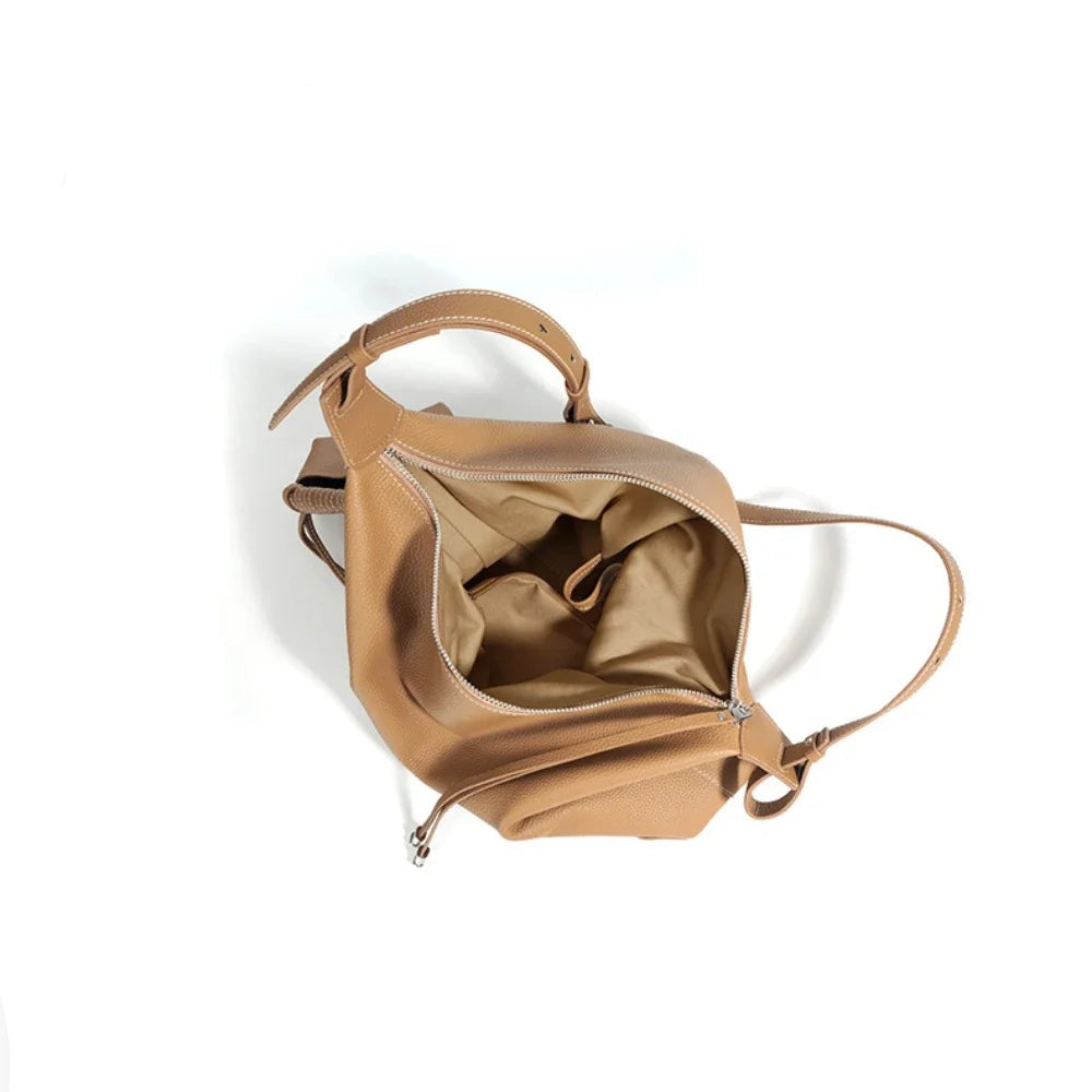 New Ins Chic Designer Large Capacity Commuter Tote First Layer Genuine Cow Leather Women's Handbag Connect with Small Purse MYNELIA