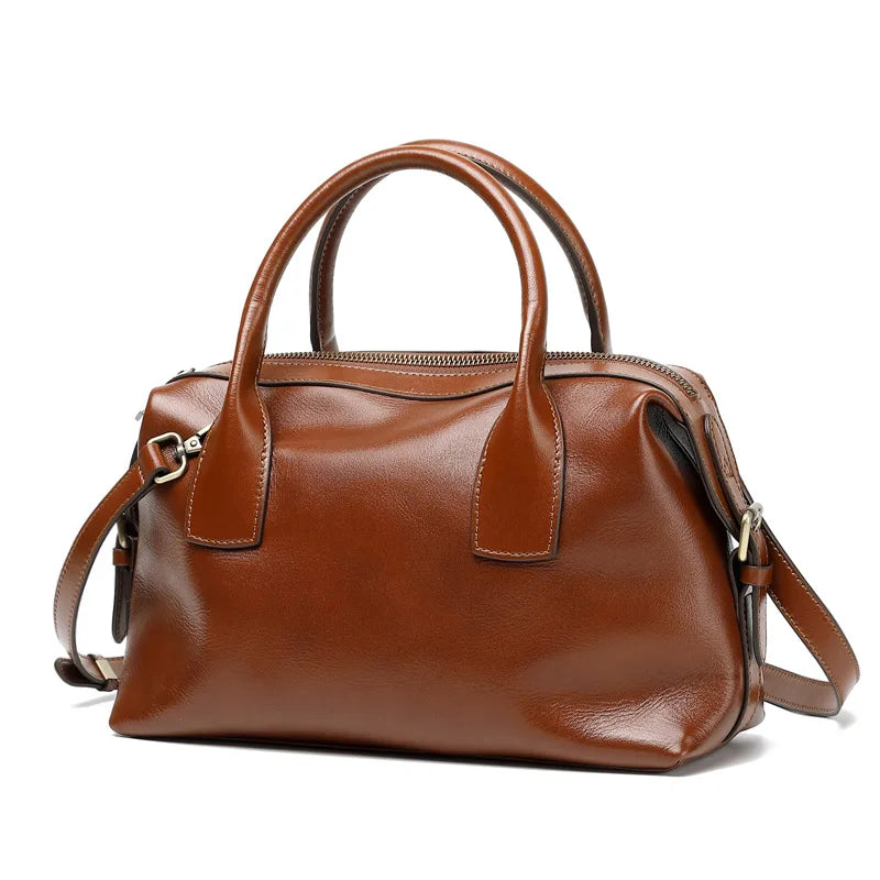 Sac bowling femme en cuir véritable – Style vintage