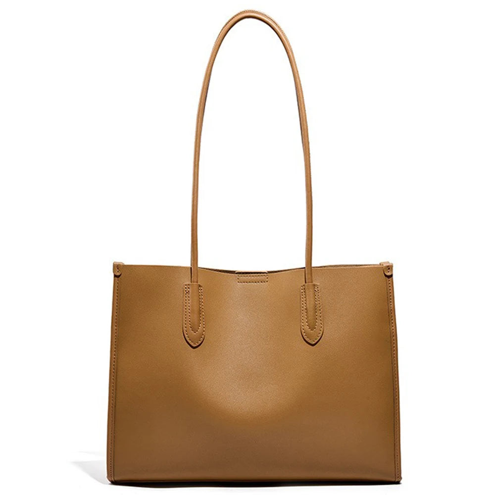 Light Brown 2025 Women OL Handbag Genuine Leather Ladies Shoulder Purse Big Tote Bag Large Capacity Shopper Bags Pocketbooks MYNELIA