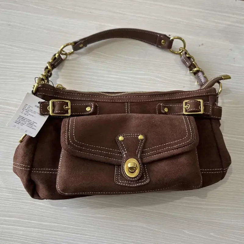 Sac Velours Rétro Flap Métal Chaînes Port  Croisé