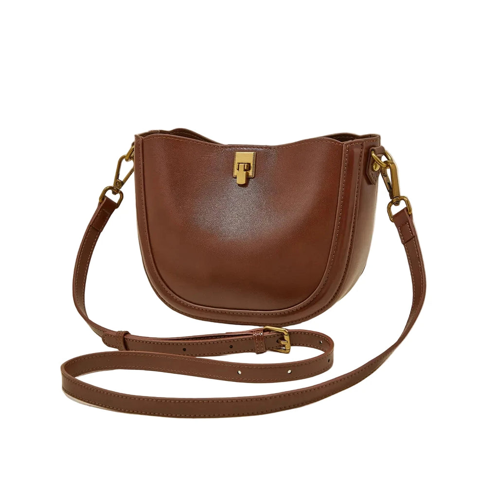 Sac en Cuir Véritable  Rabat Hasp 3 Poches Croisé Vintage