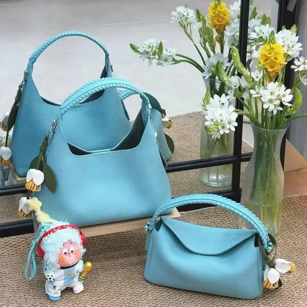 Sac bucket en cuir véritable grain supérieur – Style casual chic