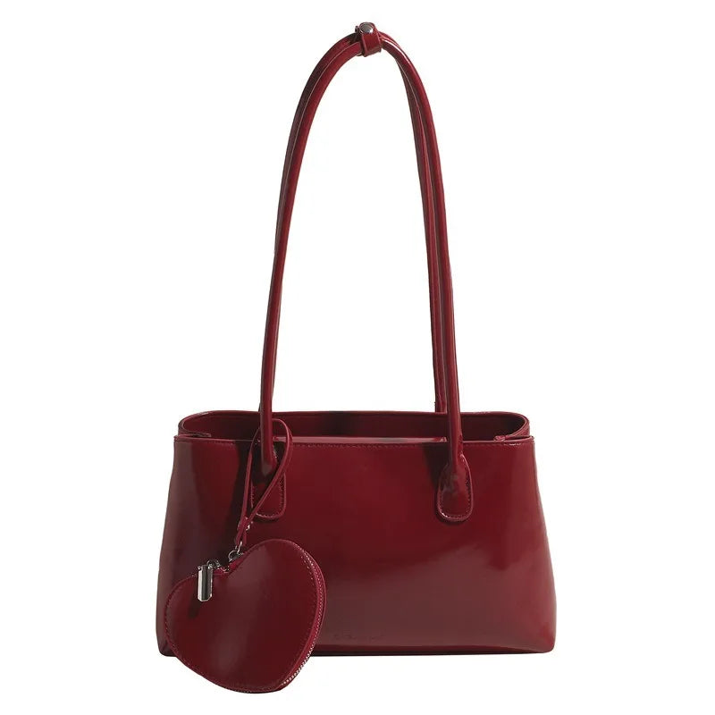 Women's Handbag Retro Tote Bag High End Shoulder Bag Large Capacity, Solid Color Simple Underarm Square Bag MYNELIA