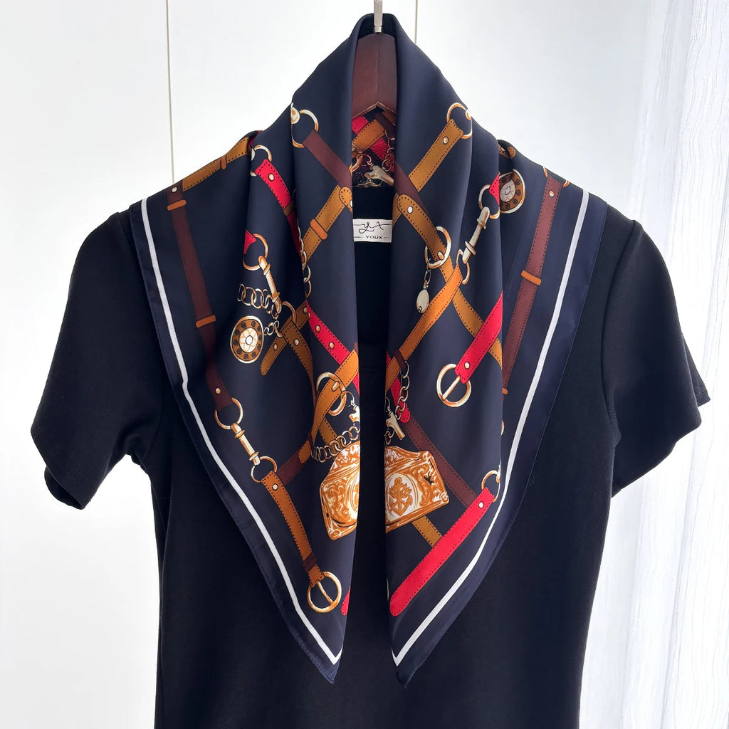 Luxuriöser quadratischer Seidenschal für Damen, 70 x 70 cm, weiches Satin-Halstuch, Haarband, elegantes Handtaschenband, Stirnband, Bandana, Schal