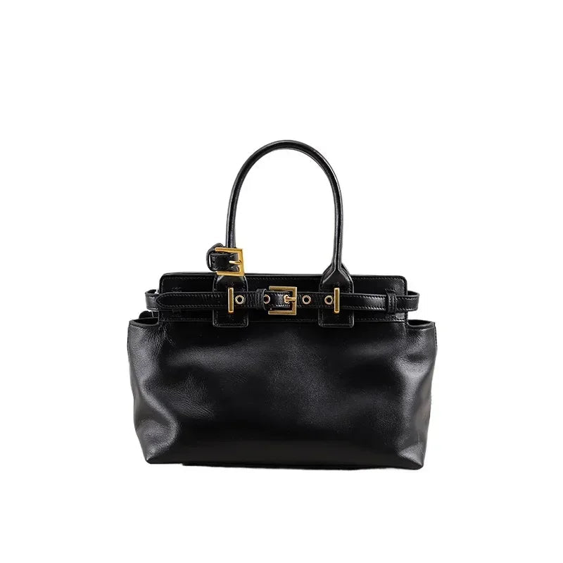 Sac à Main Cuir Ciré Huile Femme | Tote Casual Chic – Intemporels MYNELIA