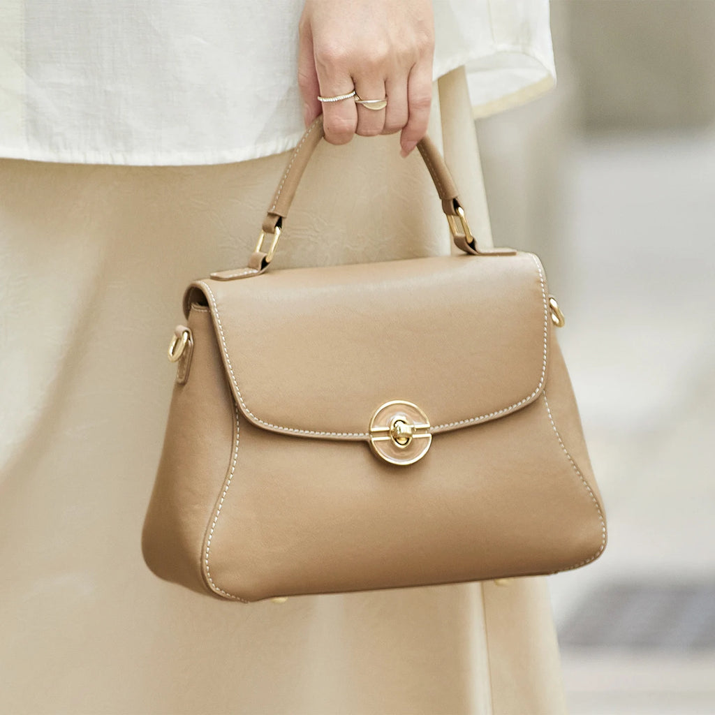 Sac tote fuir véritable fait main – Kaki & Bleu