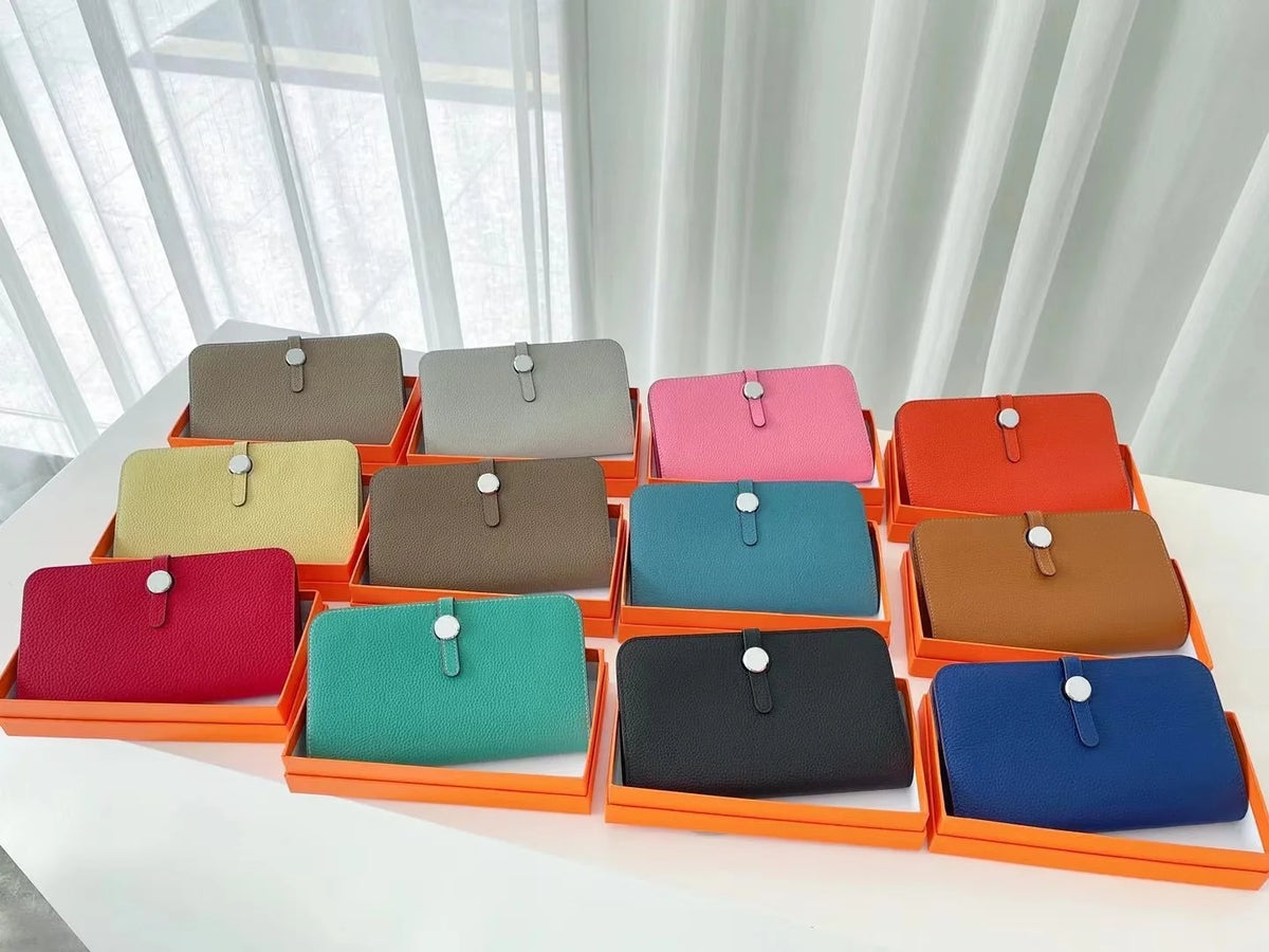 Portefeuille Cuir Vache Pleine Fleur Clip Hasp Unisexe