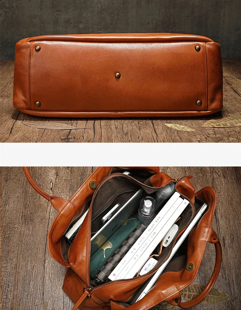Sac en cuir véritable – Business, Intercalaire Ordinateur, Grande capacité