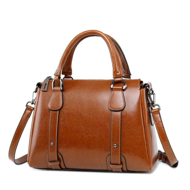 Sac à main en cuir ciré Oil Wax – Fermeture zip, Port multiple