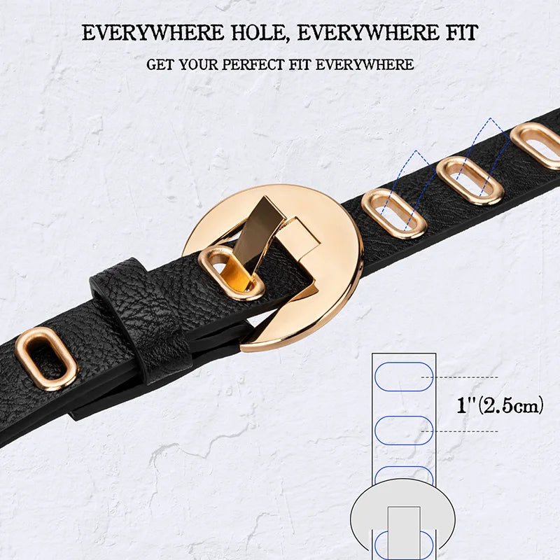 Ceinture en Cuir PU Style Grunge Punk – Boucle alliage, Longueurs ajustables