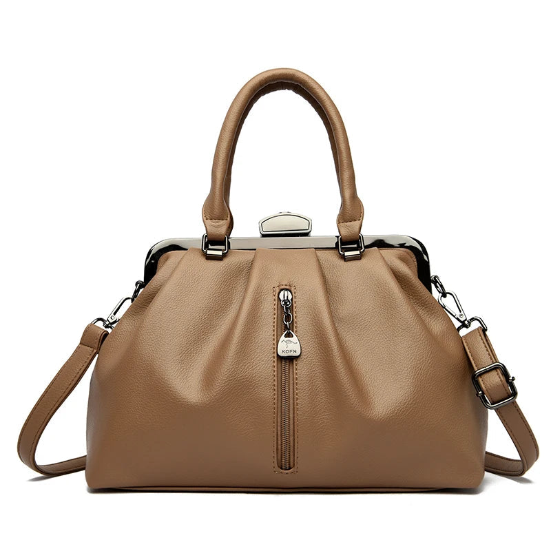 Sac à main Tote cuir véritable Femme – Cabas zippé Grande Capacité MYNELIA