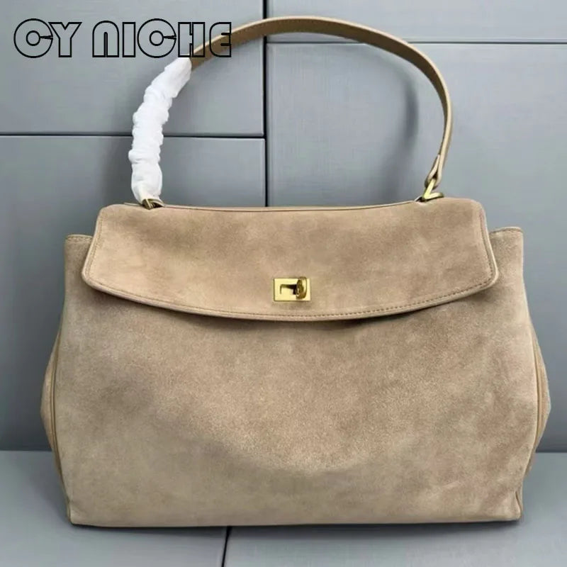 Sac à main tote daim givré femme — Luxe Discret & Grande Capacité MYNELIA