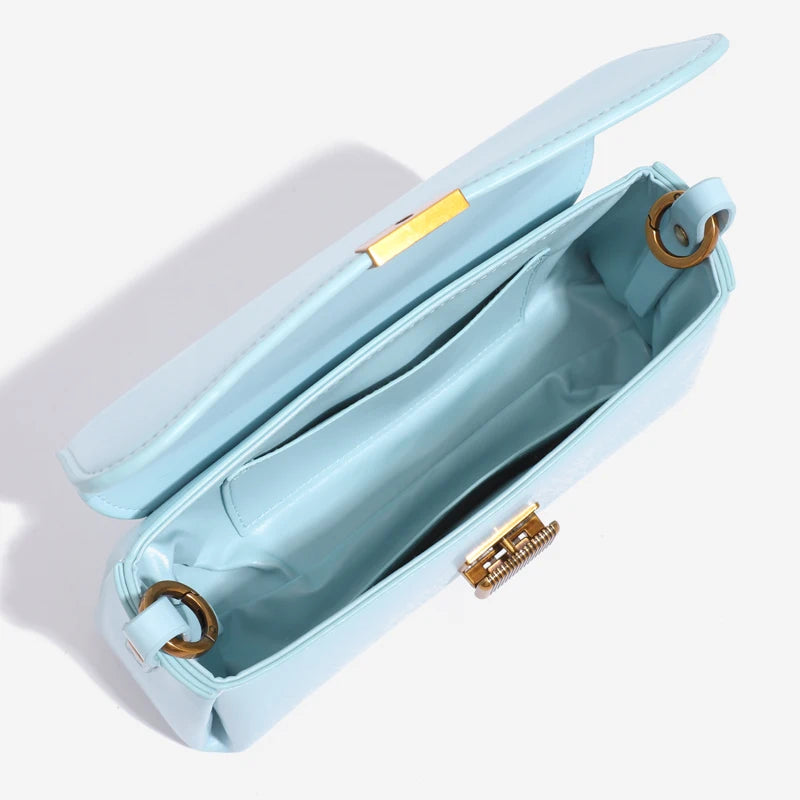 Sac Baguette Femme en Cuir PU Rigide – Cadenas Vintage, Décor Sequins, 3 Coloris, 26x12x8cm