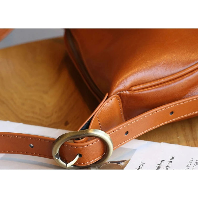 Sac Hobo cuir tanné végétal 100% Véritable  – Bandoulière