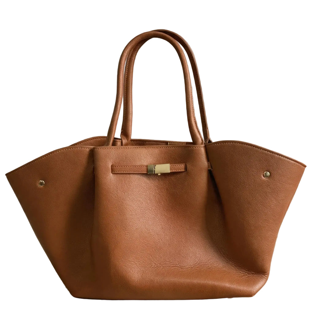 Women's large-capacity PU leather tote bag with lychee pattern, suitable for commuting, soft leather dumpling bag. MYNELIA
