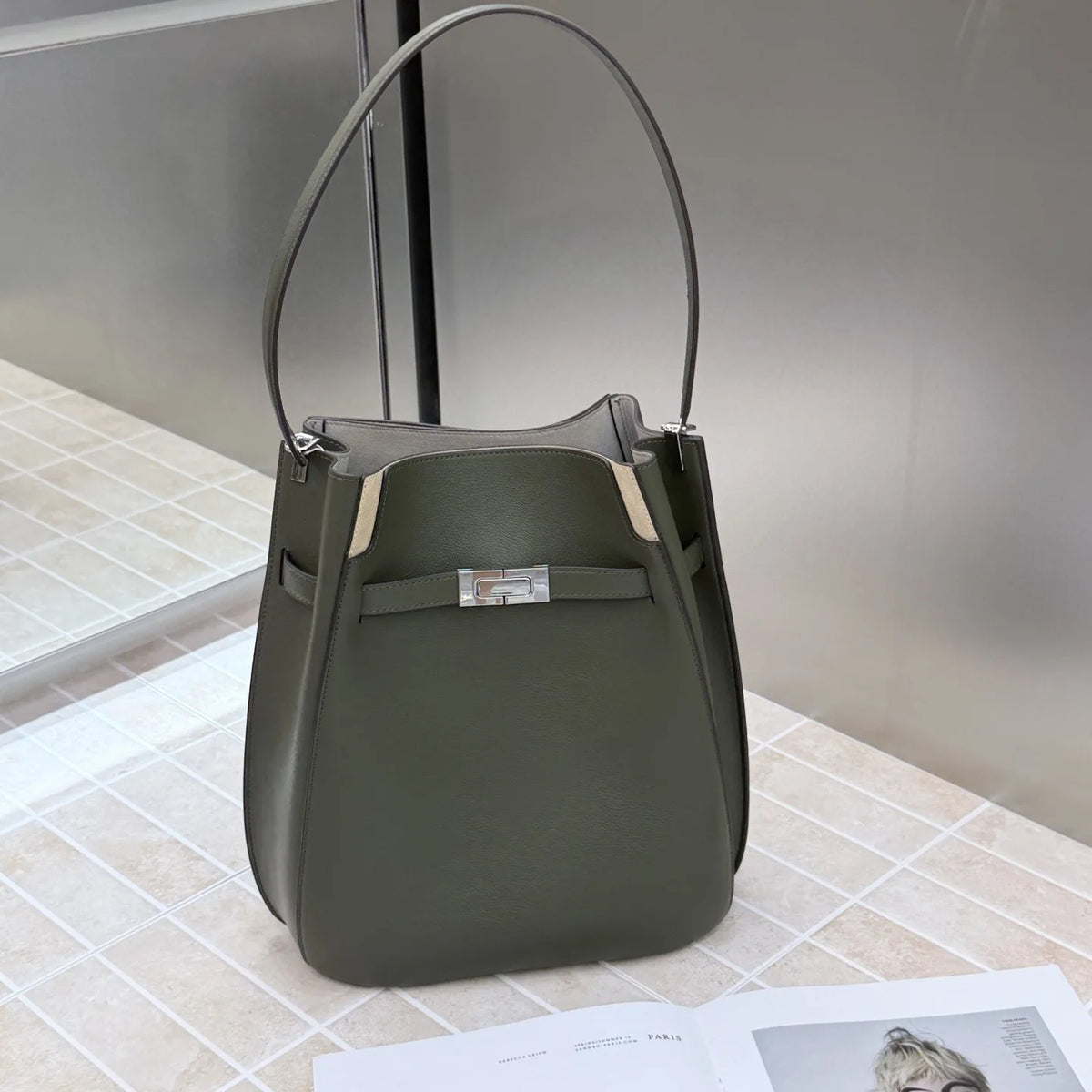 Sac Seau Cuir Véritable Doublure Cuir Hydrofuge