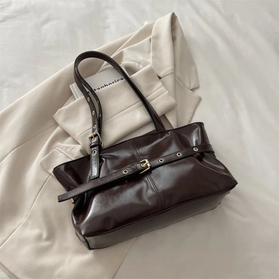Sac à main boucle ceinture — Cabas vintage femme | Grande capacité & Épaule MYNELIA