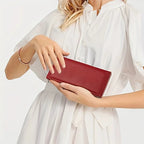 Ultra Slim Wallet For Women, RFID Blocking Credit Card Holder, Bifold Clutch Coin Zipper Travel Long Purse MYNELIA