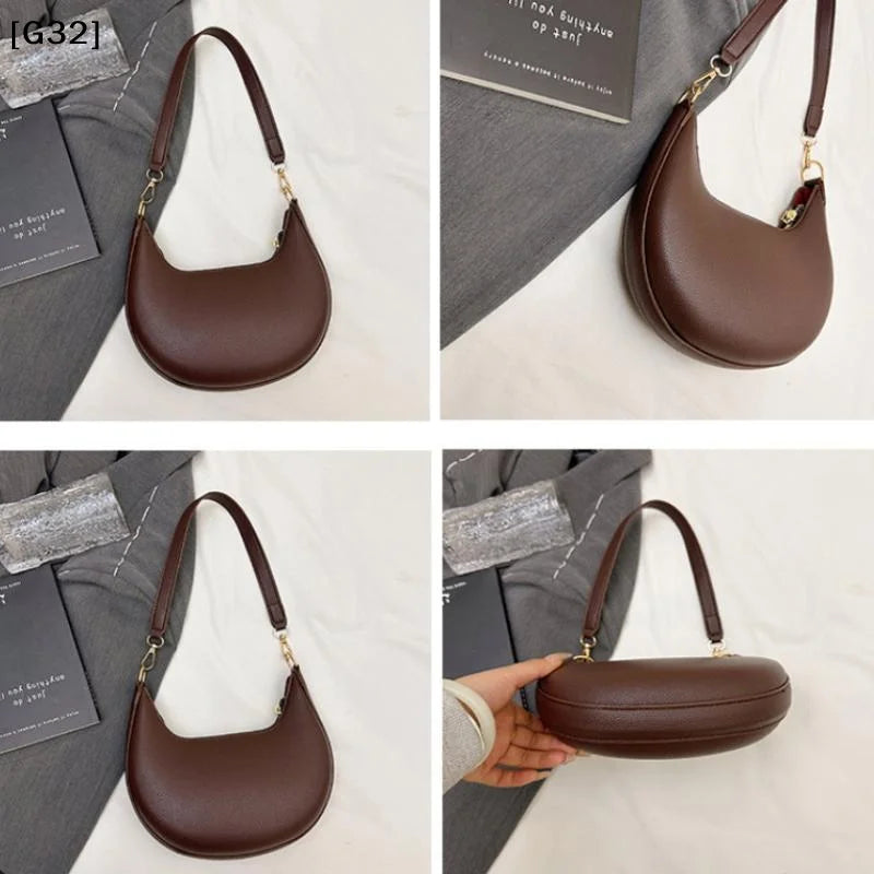 Sac Baguette en cuir PU Demi-Lune Léger