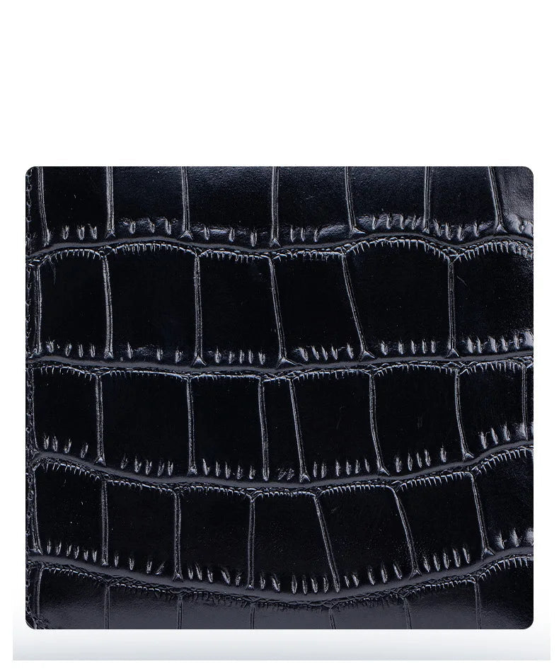 Portefeuille en cuir véritable – Motif alligator, protection RFID,8 compartiments