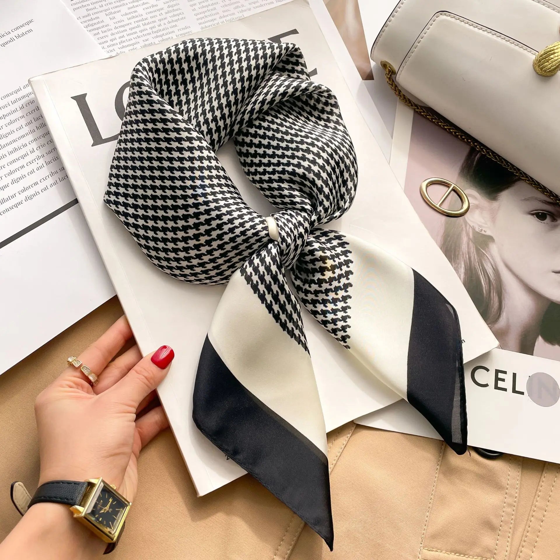 70cm Neckerchief Female Luxury Square Scarf for Women Silk Feeling Shawl Satin Hijab Wraps Hair Bands Ribbon Headband Bandann MYNELIA
