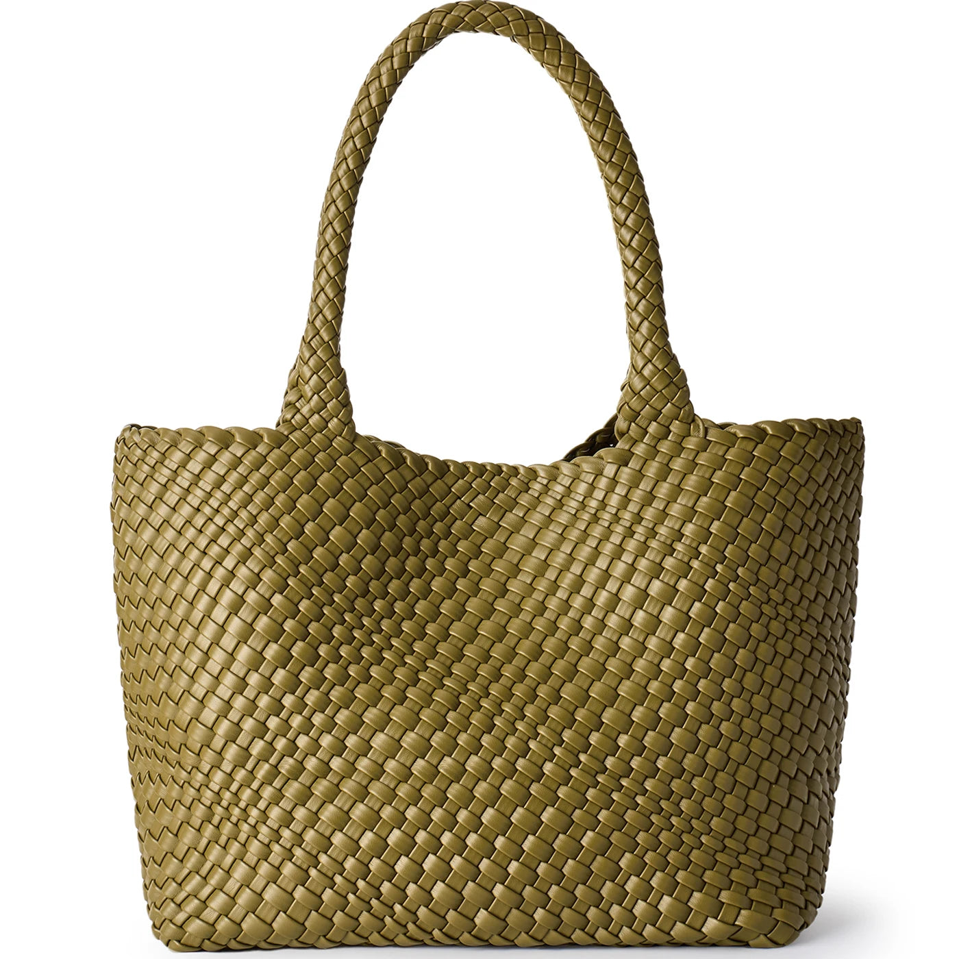 Sac Tote tressé en cuir PU vegan – Artisanal, Fermeture Hasp