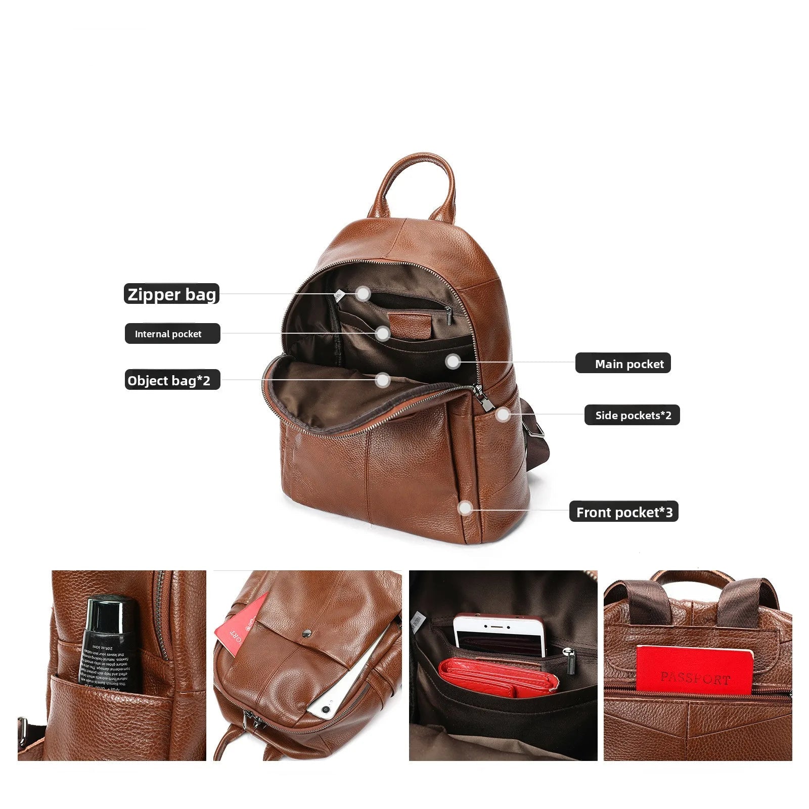 Sac à dos cuir vache – Casual polyvalent