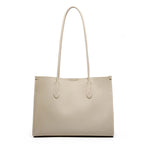 BURMINSA Luxury Genuine Leather Tote Bags For Women Elegant Cowhide Business Commuter Handbags Large Capacity Work Shoulder Bags MYNELIA