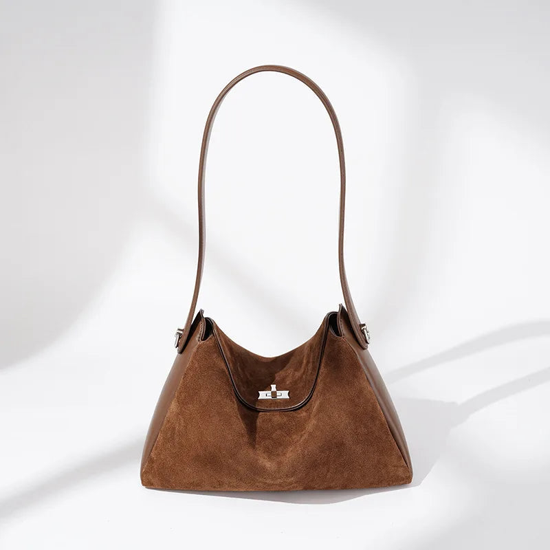 Sac tote en velours Suédé & cuir de vache-Grande Capacité MYNELIA