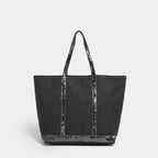 Sac Tote Canvas Sequins Grande Capacité Rétro