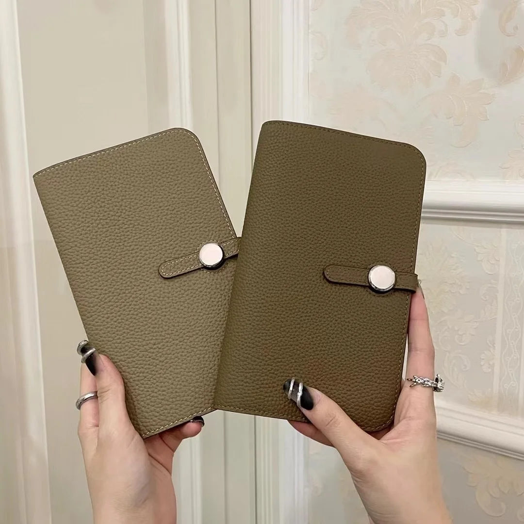 Portefeuille Cuir Vache Pleine Fleur Clip Hasp Unisexe