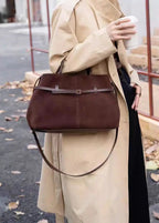 Sac cabas en cuir véritable –Style luxe, porté épaule ou main