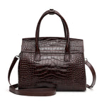 Sac à main cuir véritable embossé brillant –Style bureau chic