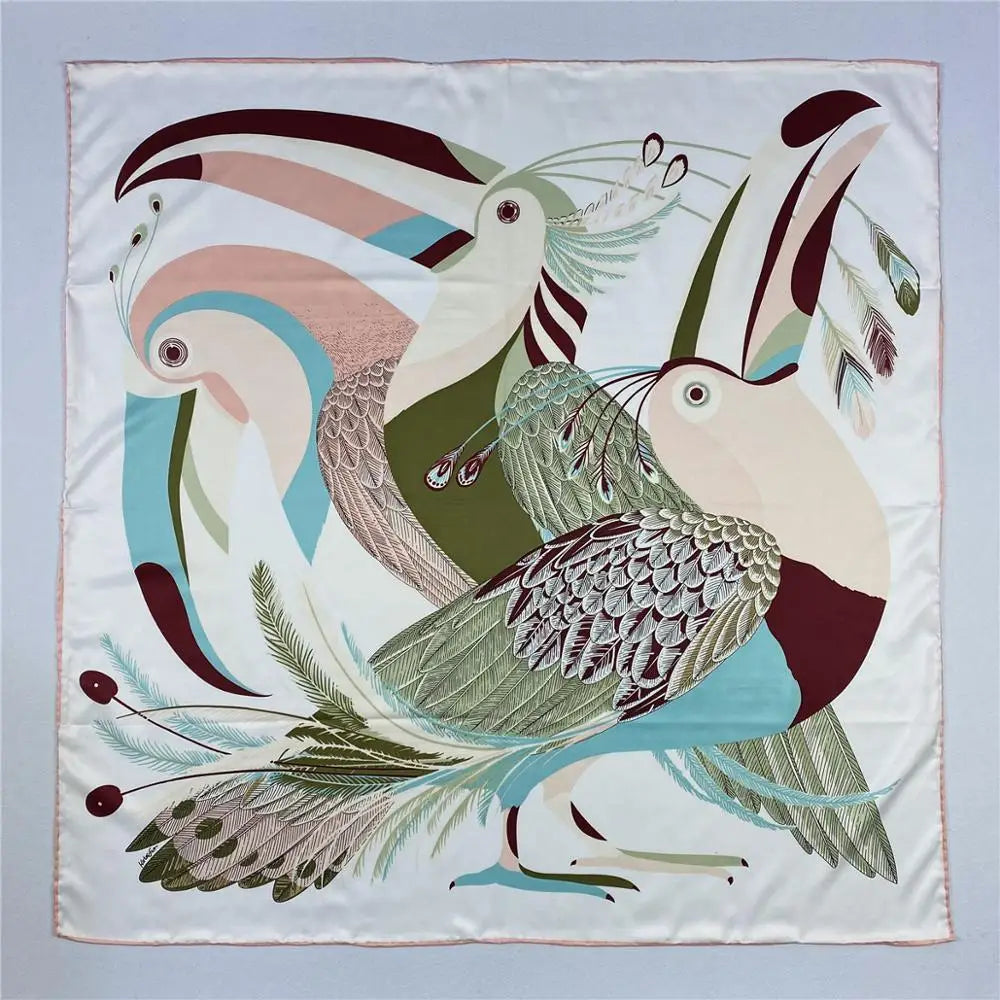 Foulard carré femme en soie imprimée – 90 × 90 cm