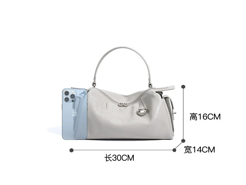 Handtasche aus echtem Leder, neues Nischen-Design 2025, modische Kissen-Tasche aus Rindsleder, einfache Umhängetasche für Damen