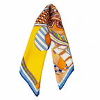 30% Silk 70% Wool Square Scarf 65*65cm Luxury Geometric Art Print Warm Winter Neck Wrap For Women MYNELIA