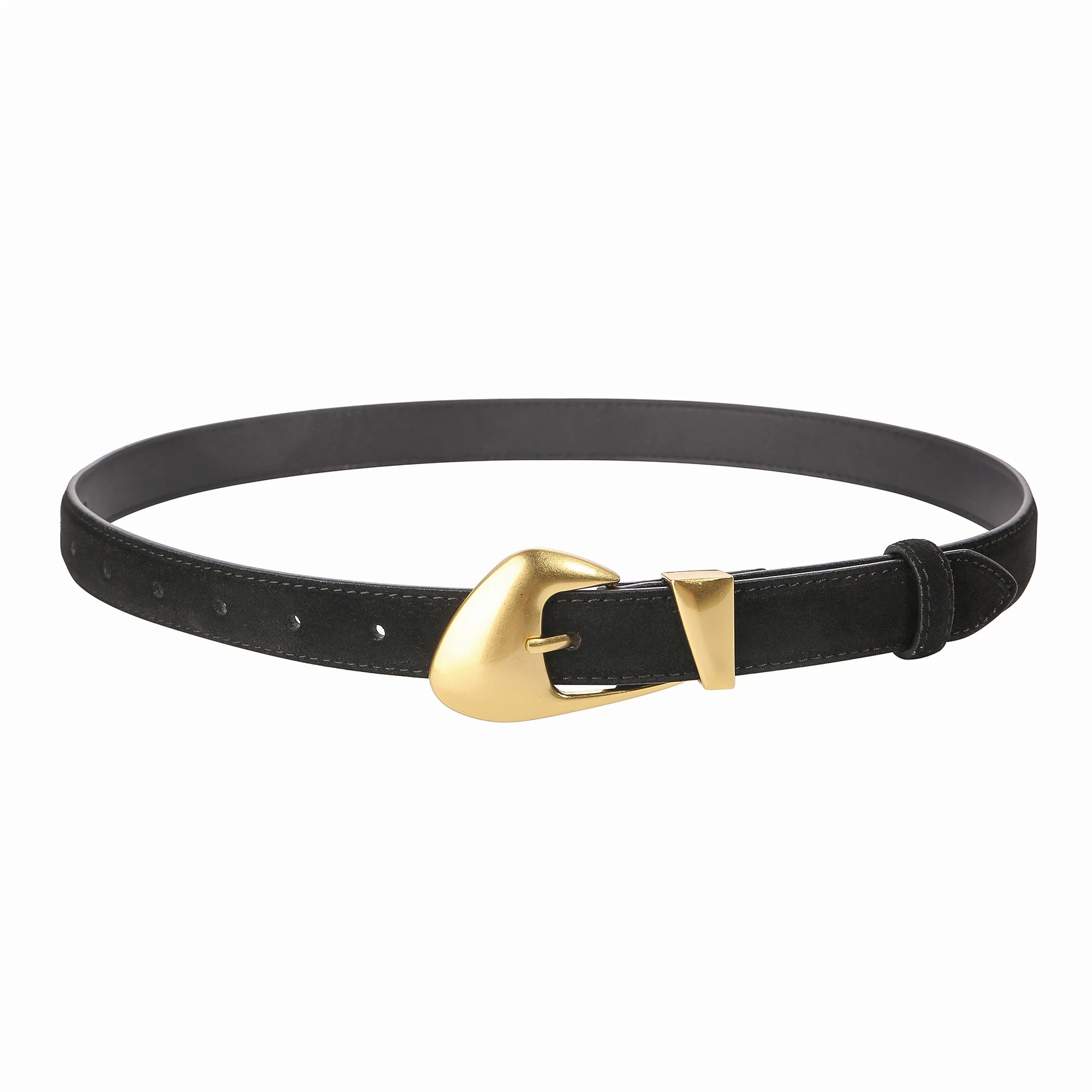 Ceinture femme suède boucle dorée – Style vintage