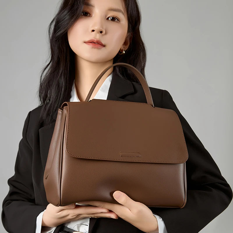 Sac Tote Cuir veritable Souple Rétro Luxe – Poche Flap