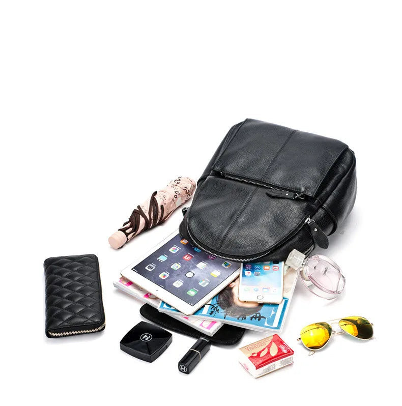 Rucksack aus 100 % echtem Leder – Großes Fassungsvermögen & Preppy-Stil